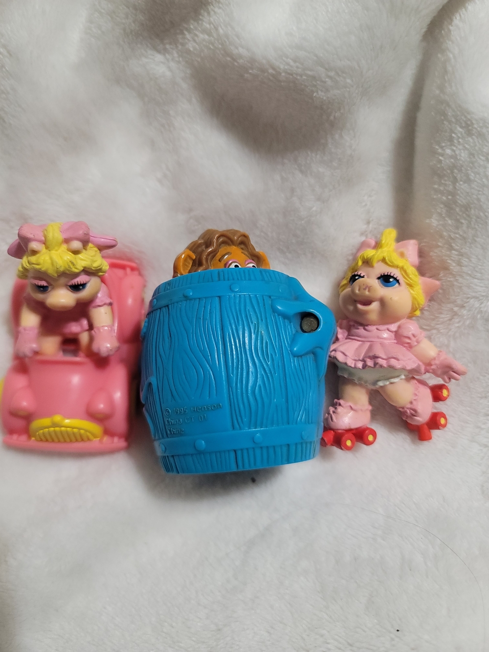 Muppet Babies Piggy toys with pink car and blue barrel #muppetbabies #kidcore